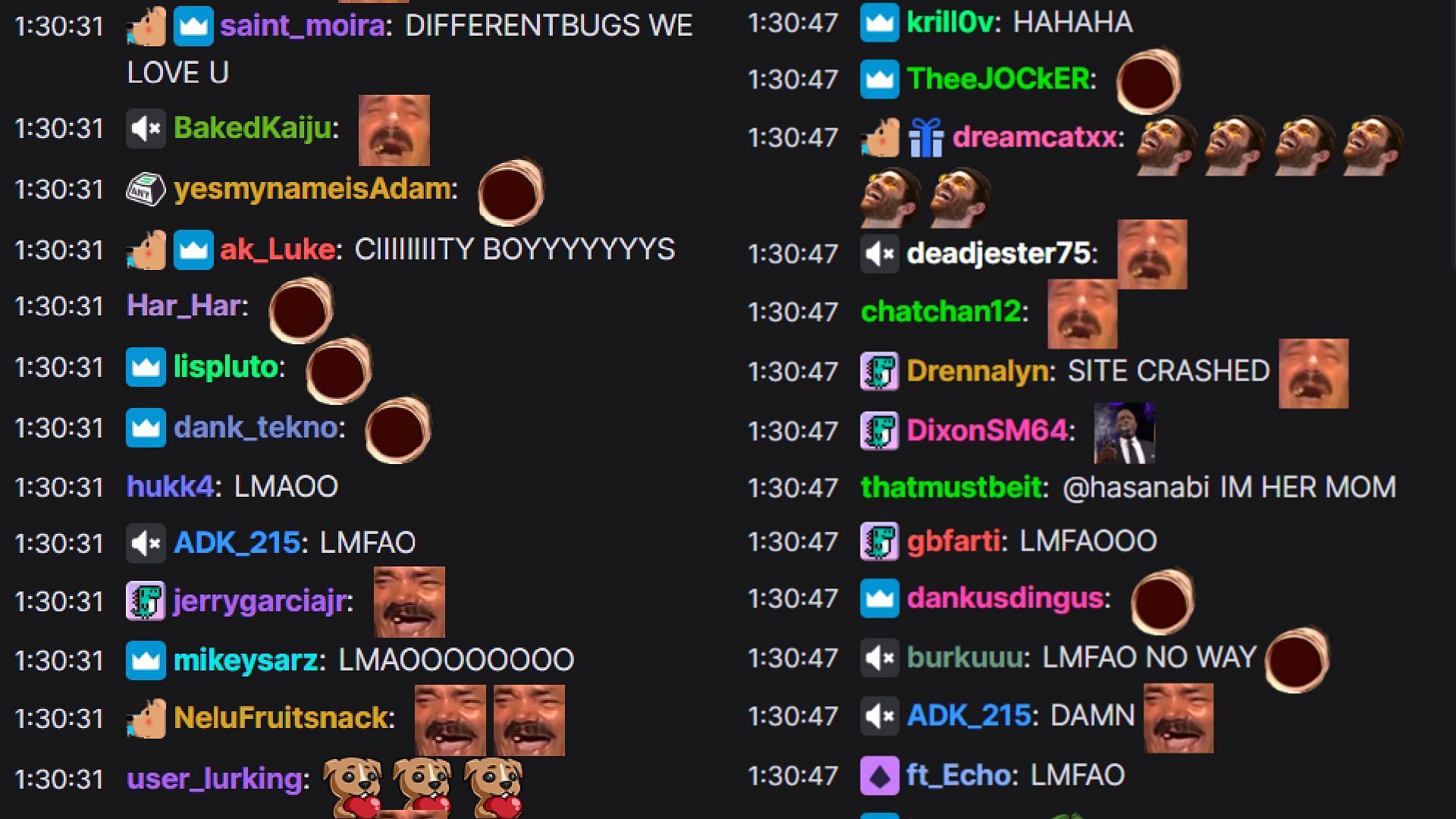 Chat reacting to the breakup story (Image via HasanAbi/Twitch)