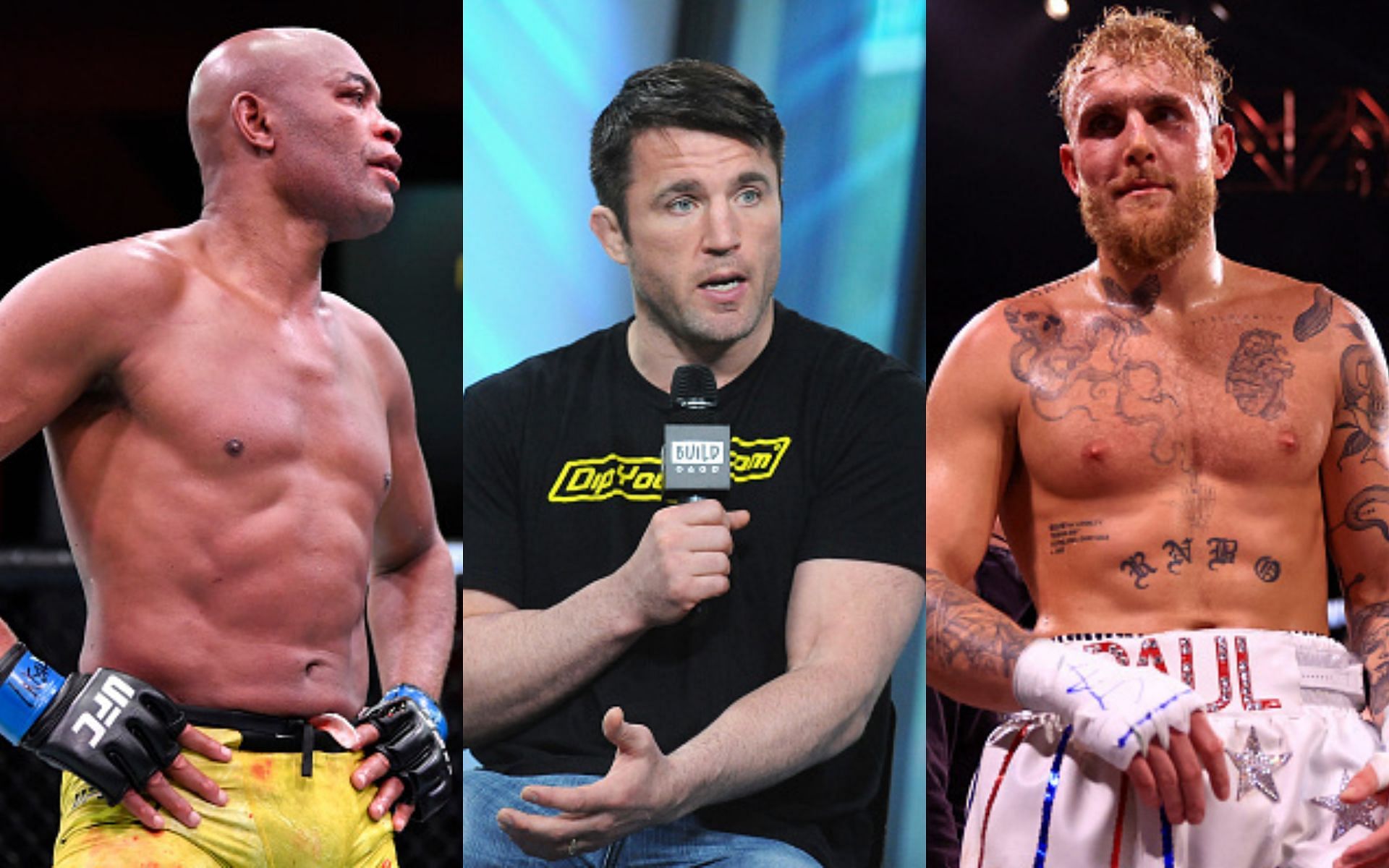 Anderson Silva (left), Chael Sonnen (middle), Jake Paul (right)