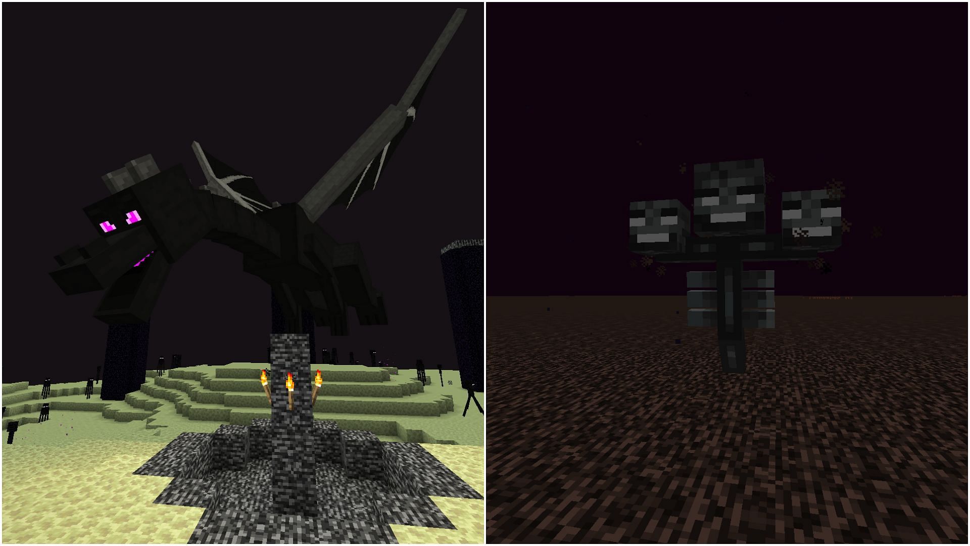 Ender Dragon and Wither are the two boss mobs in Minecraft (Image via Mojang)