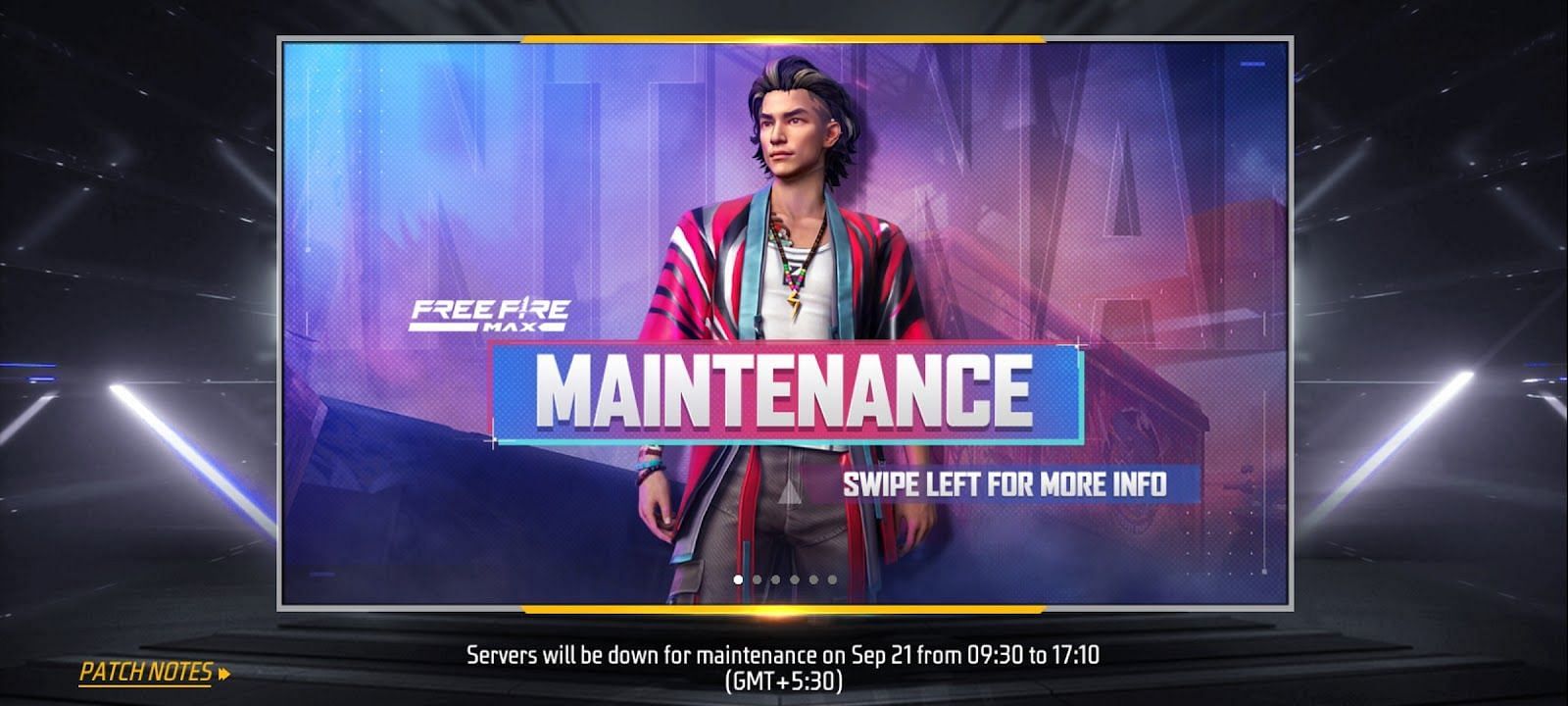 The maintenance schedule for the previous update (Image via Garena)