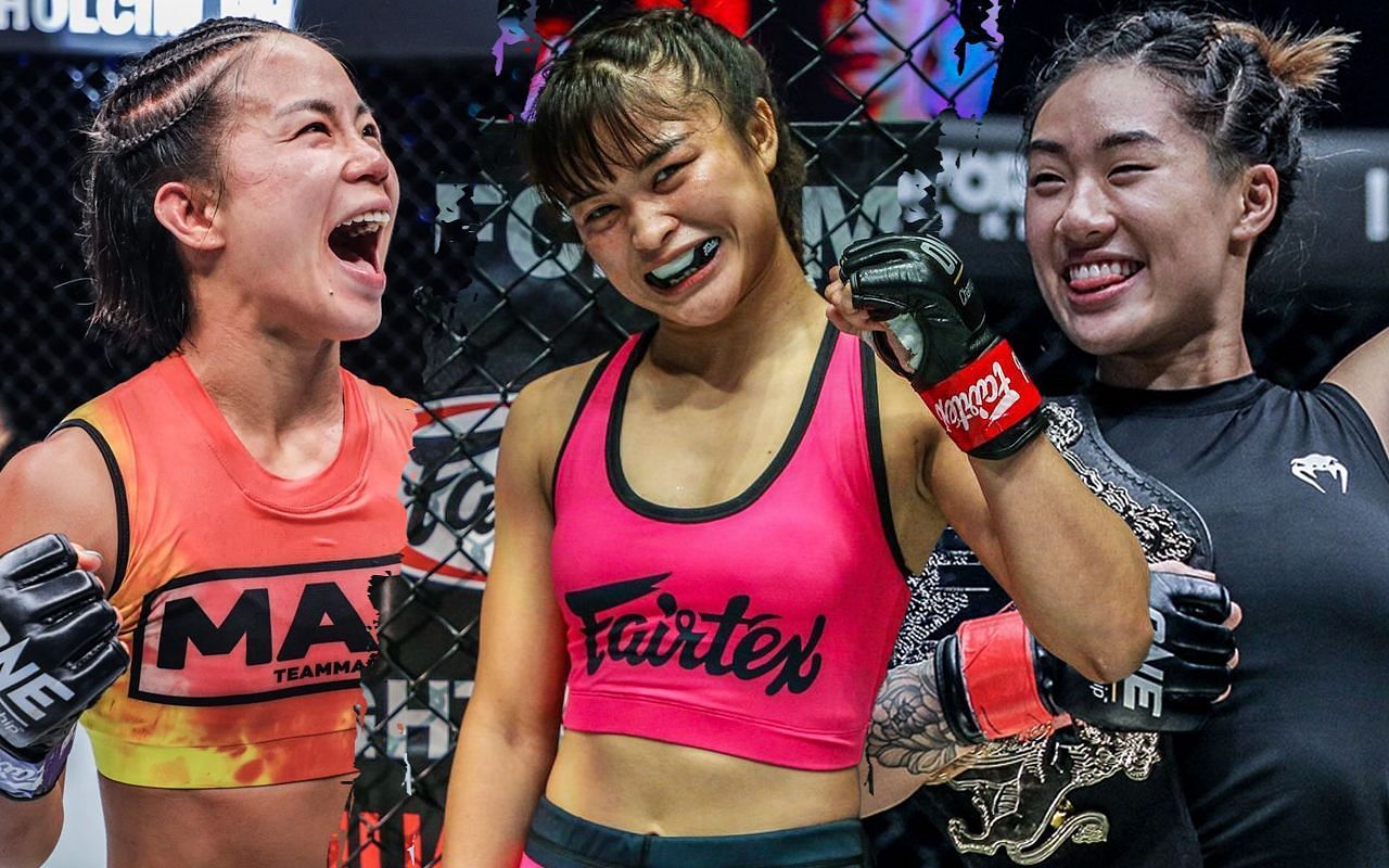 (left) Ham Seo Hee (middle) Stamp Fairtex and (right) Angela Lee [Credit: ONE Championship]