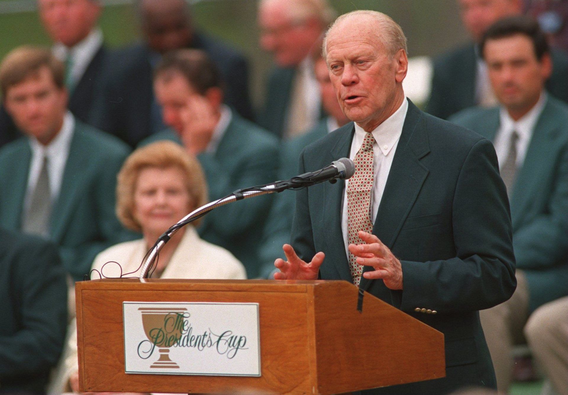 US President Gerald R. Ford at the 1994 Presidents Cup (Mandatory Credit: Gary Newkirk/ALLSPORT)