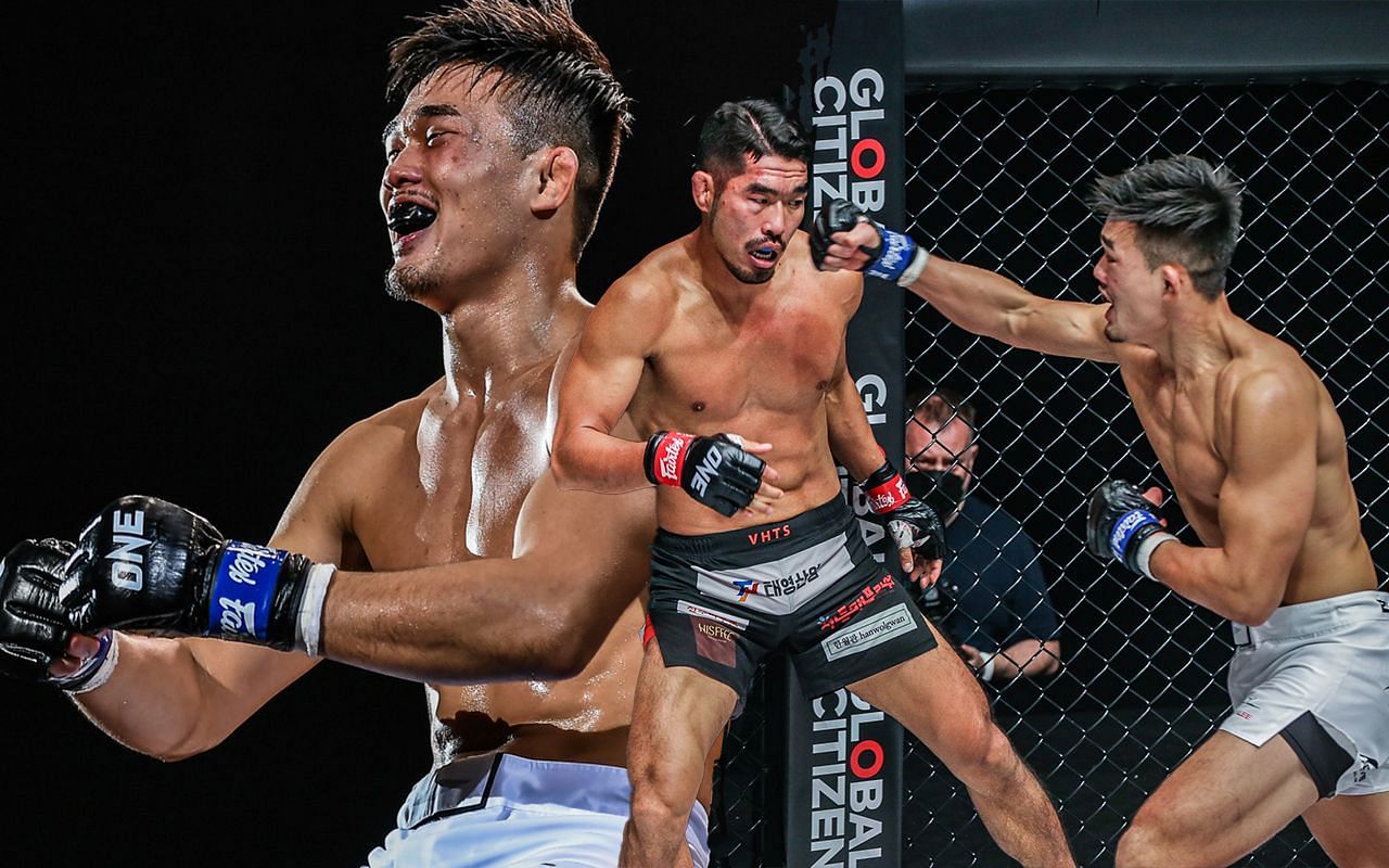 Christian Lee beat Ok Rae Yoon to become the 2-time ONE lightweight world champion at ONE 160. (Image courtesy of ONE)