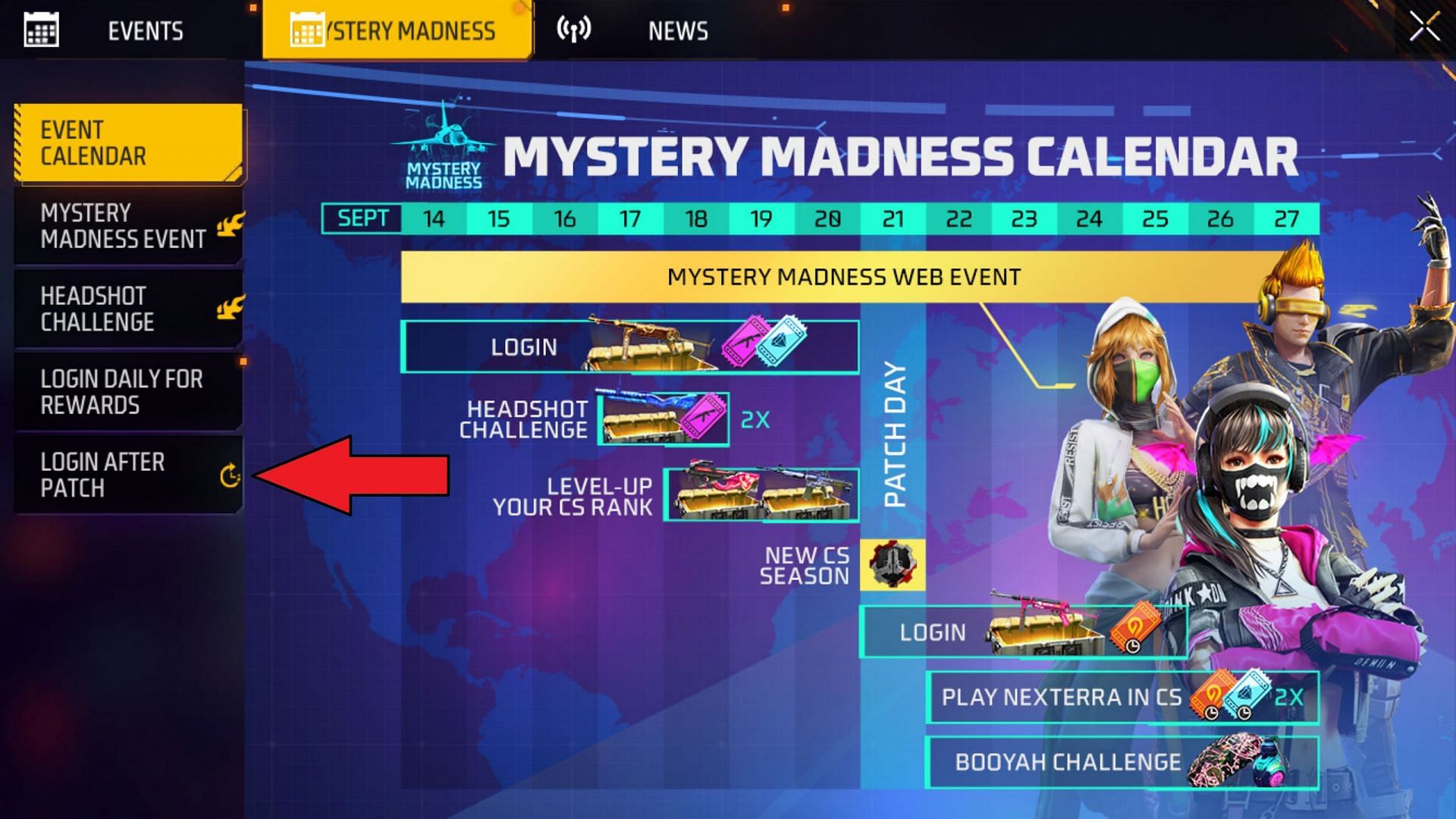You can click this icon to go to specific event (Image via Garena)