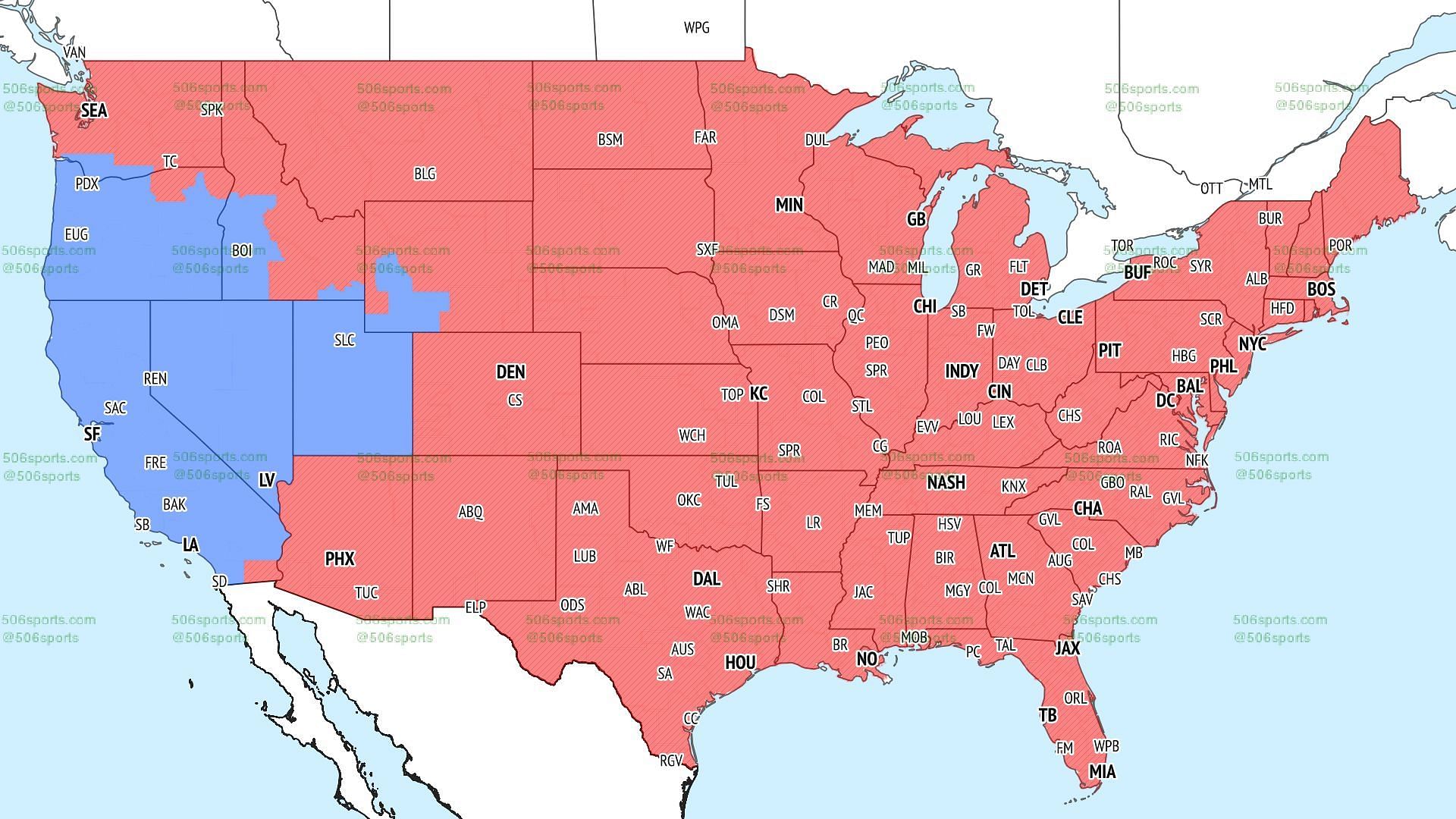 CBS late window coverage map. Photo via 506sports.com