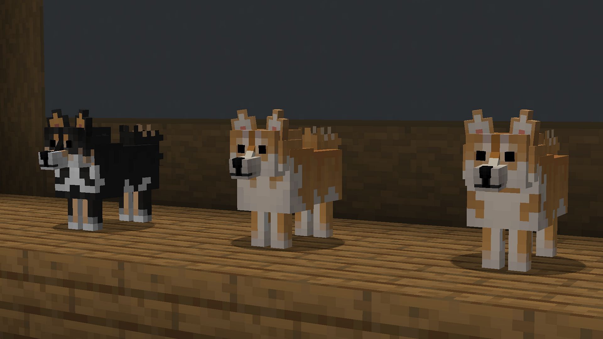 The resource pack changes the wolves skin into all kinds of dogs in Minecraft (Image via CurseForge)