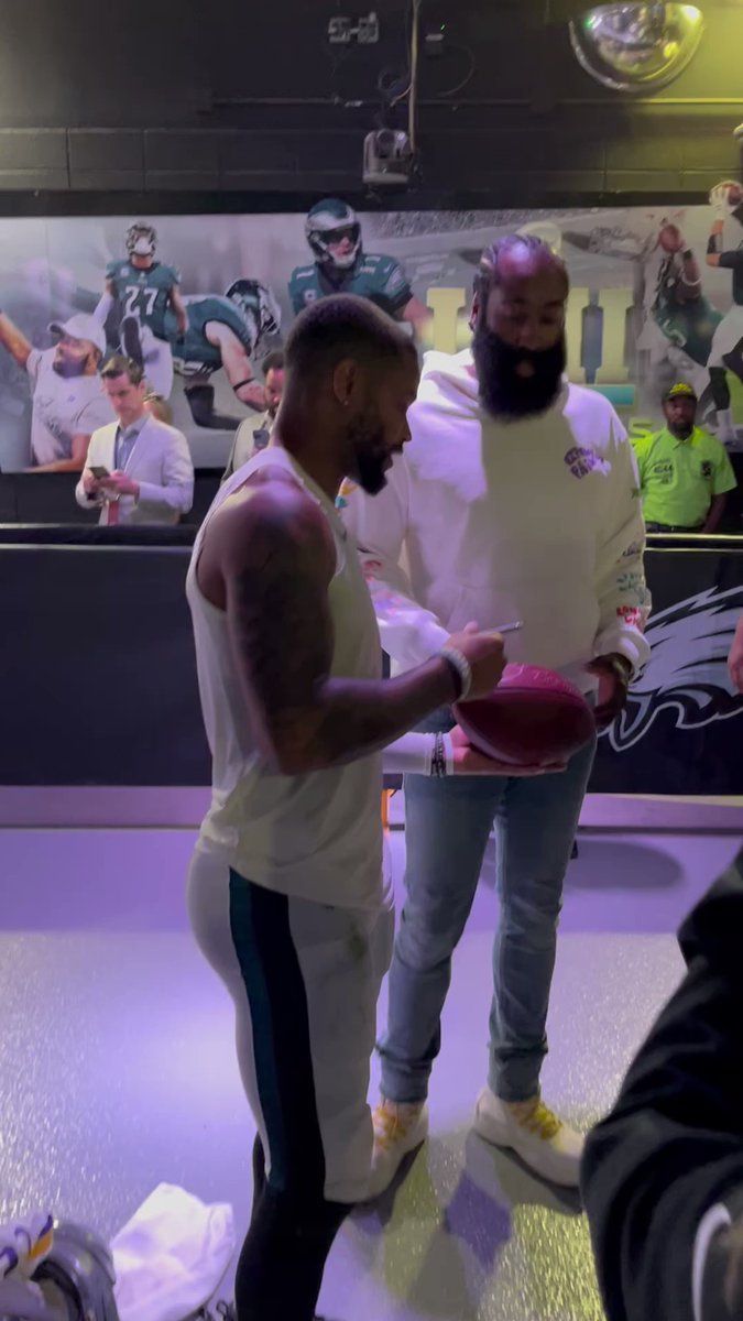 Eagles' Darius Slay gives ball to James Harden while stopping Vikings