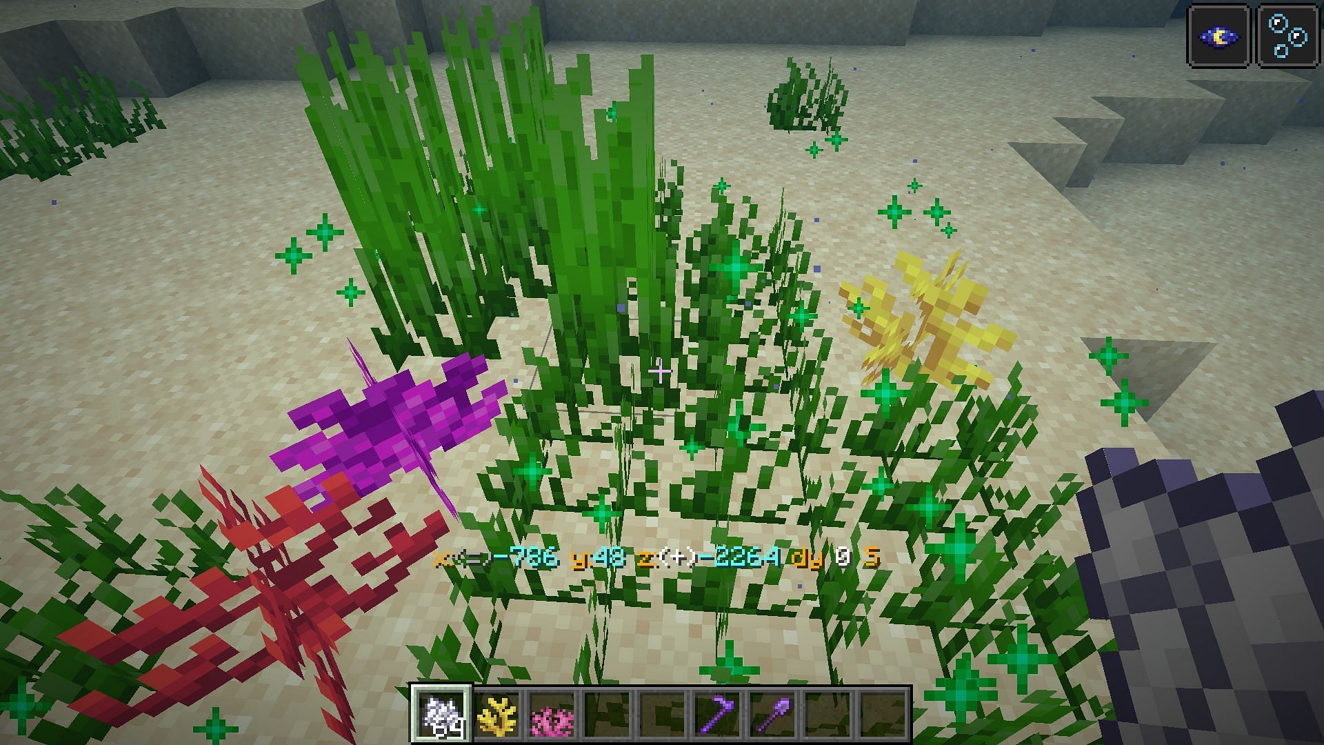 Bone meal will grow seagrass along with occasional corals in Minecraft (Image via Mojang)