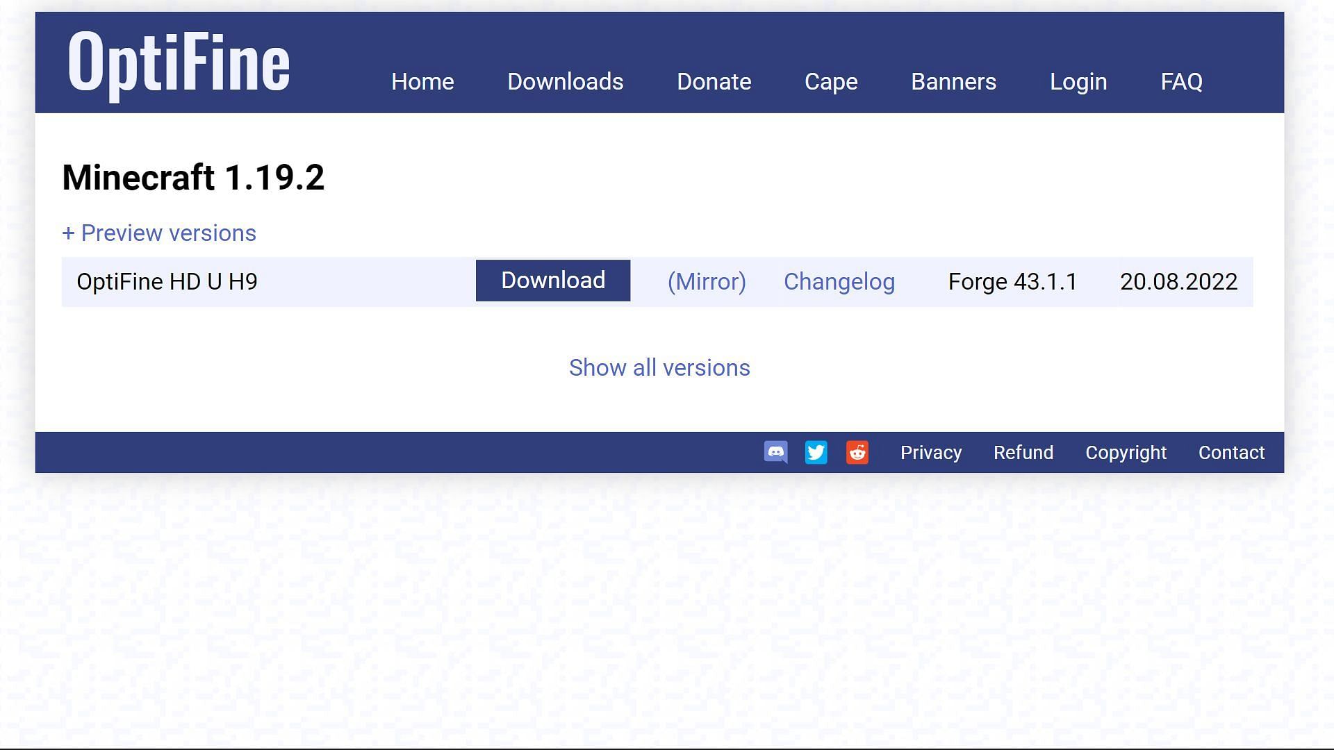 Download the latest OptiFine mod for Minecraft 1.19.2 (Image via Sportskeeda)
