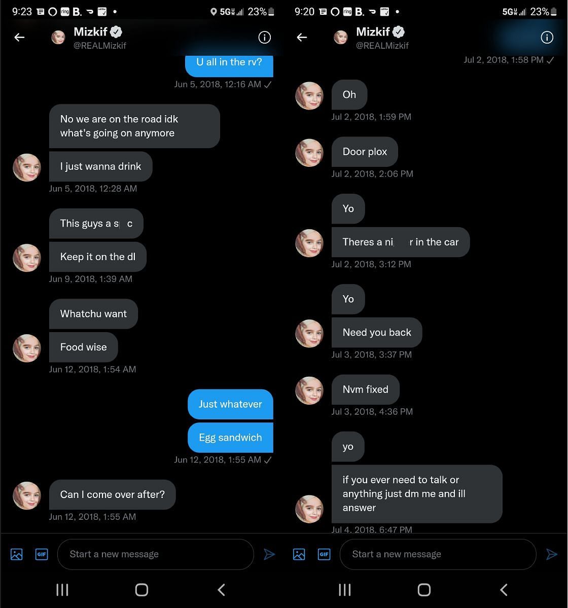 Ice Poseidon leaks old DM conversation featuring Mizkif 1/2 (Images via Twitter)