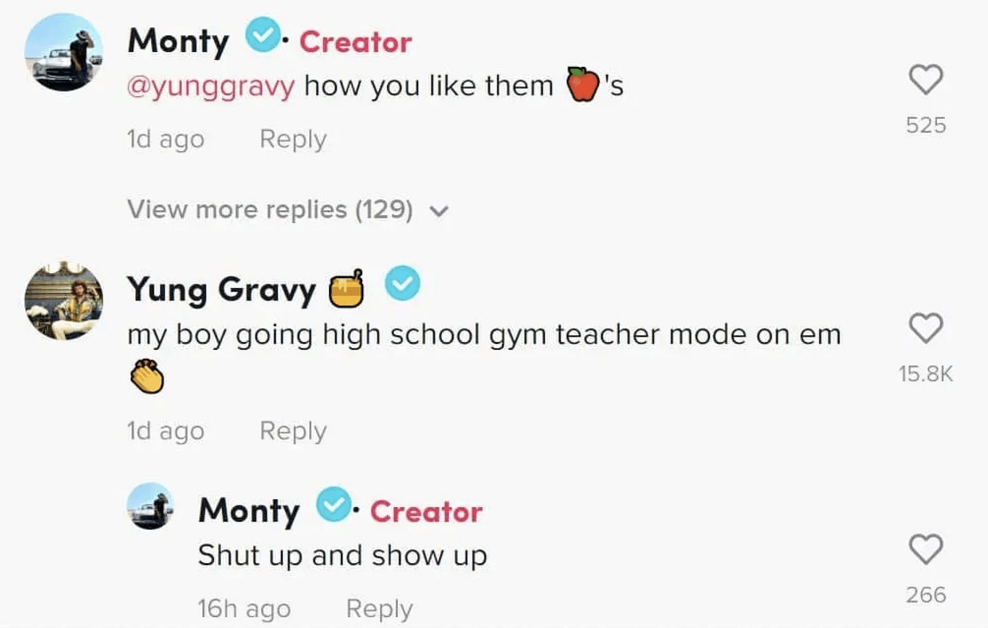 Gravy mocked Lopez in the comment section of the video where he is seen kissing Ava Louise. (Image via TikTok)