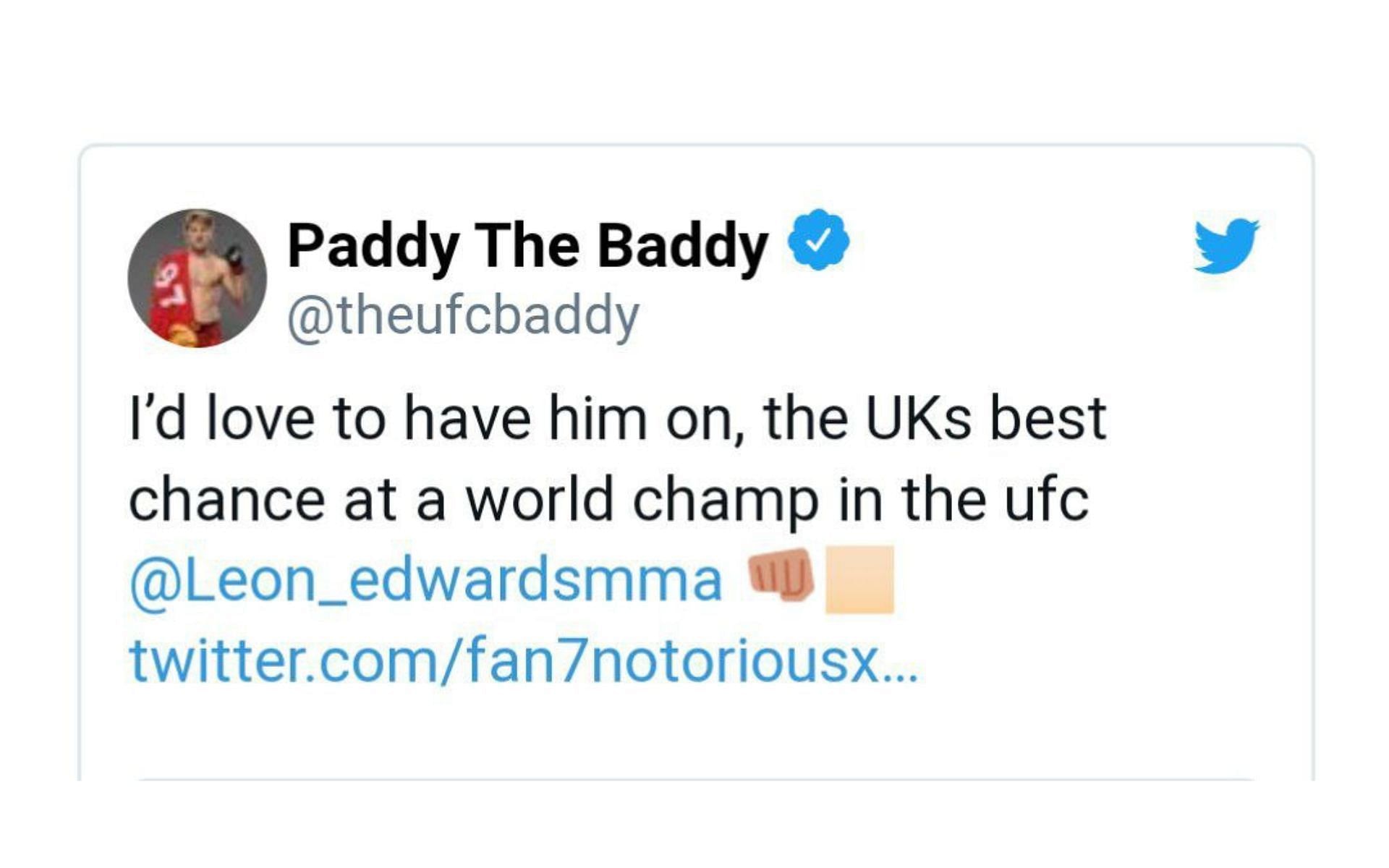 Paddy Pimblett hails Leon Edwards as UK&#039;s best chance at UFC gold