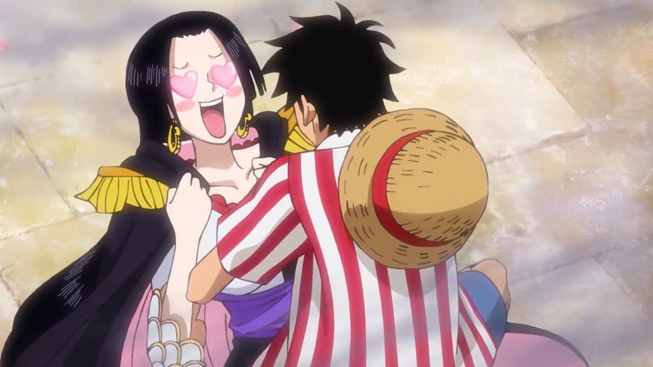 Boa Hancock and Luffy in the One Piece anime (Image via Toei Animation)