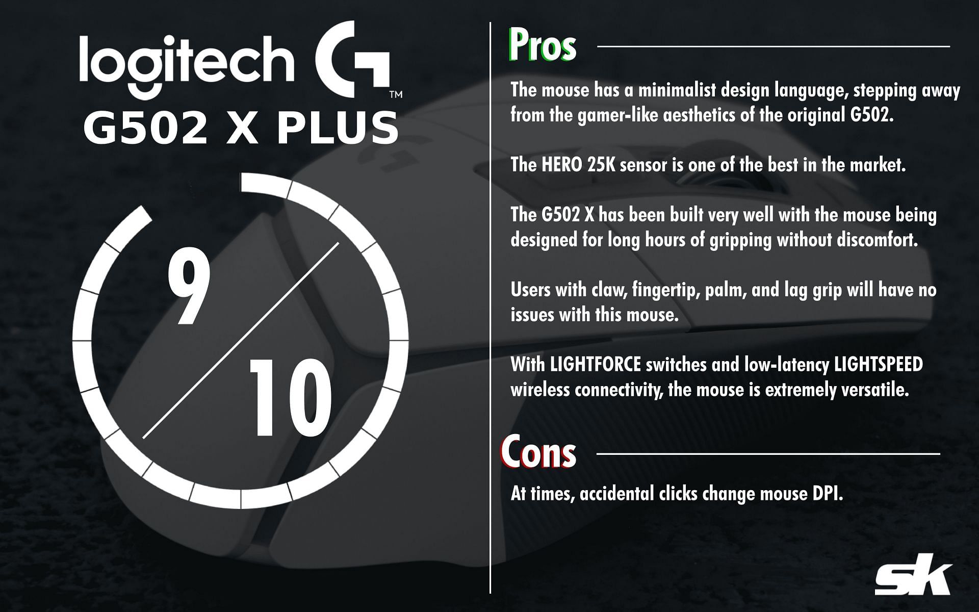 The Logitech G502 X PLUS is a great gaming mouse (Image via Sportskeeda)