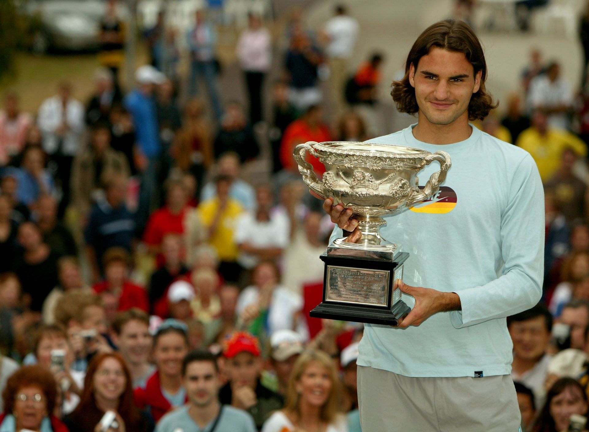 Roger Federer with his first Grand Slam trophy. (Pic - Getty Images)