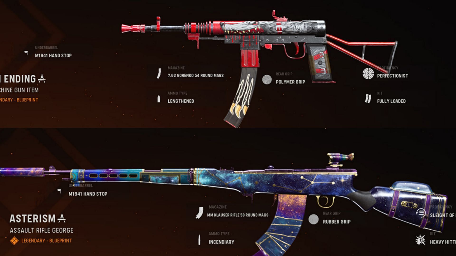 Some available blueprints for the H4 Blixen and Automaton in-game (Image via Warzone / Activision)