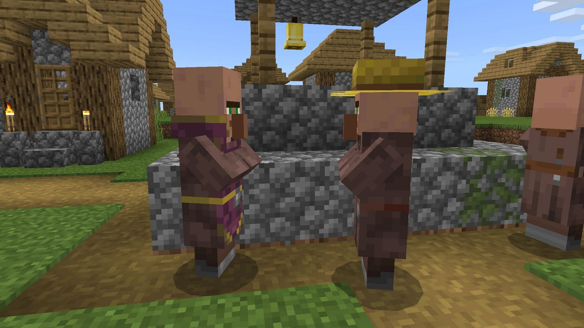 A village can hold only a set amount of Villagers; hence, they might stop breeding in Minecraft (Image via Mojang)