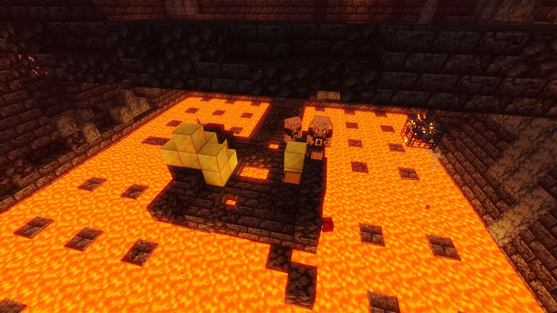 The inside of the treasure bastion found on the seed (Image via Minecraft)