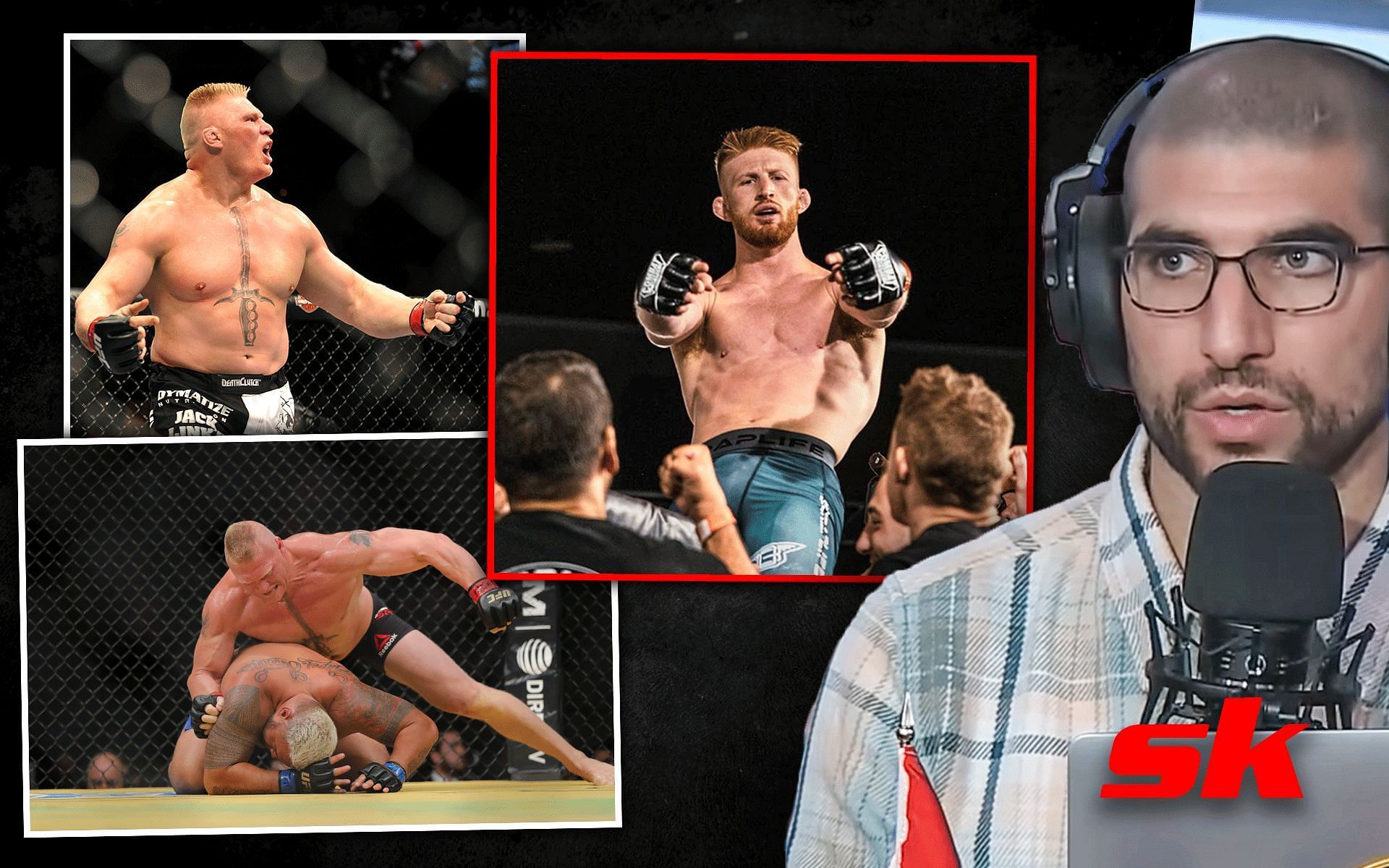 Brock Lesnar (Left) Bo Nickal (Center), Ariel Helwani (Right) [ Images via: Helwani from MMAFightingonSBN | YouTube @nobickal1 on Instagram | rest from Getty]