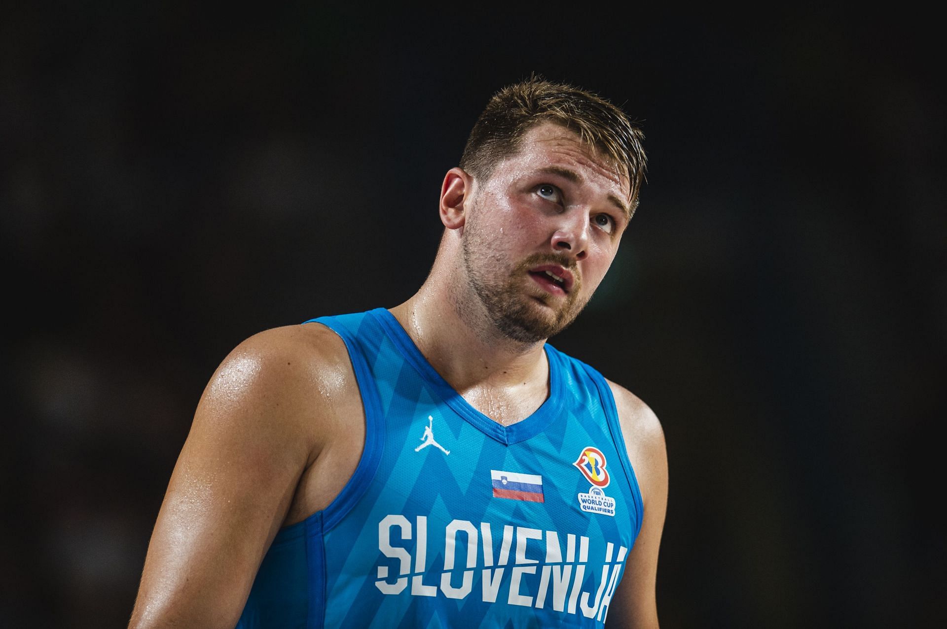Luka Doncic playing for Slovenia.