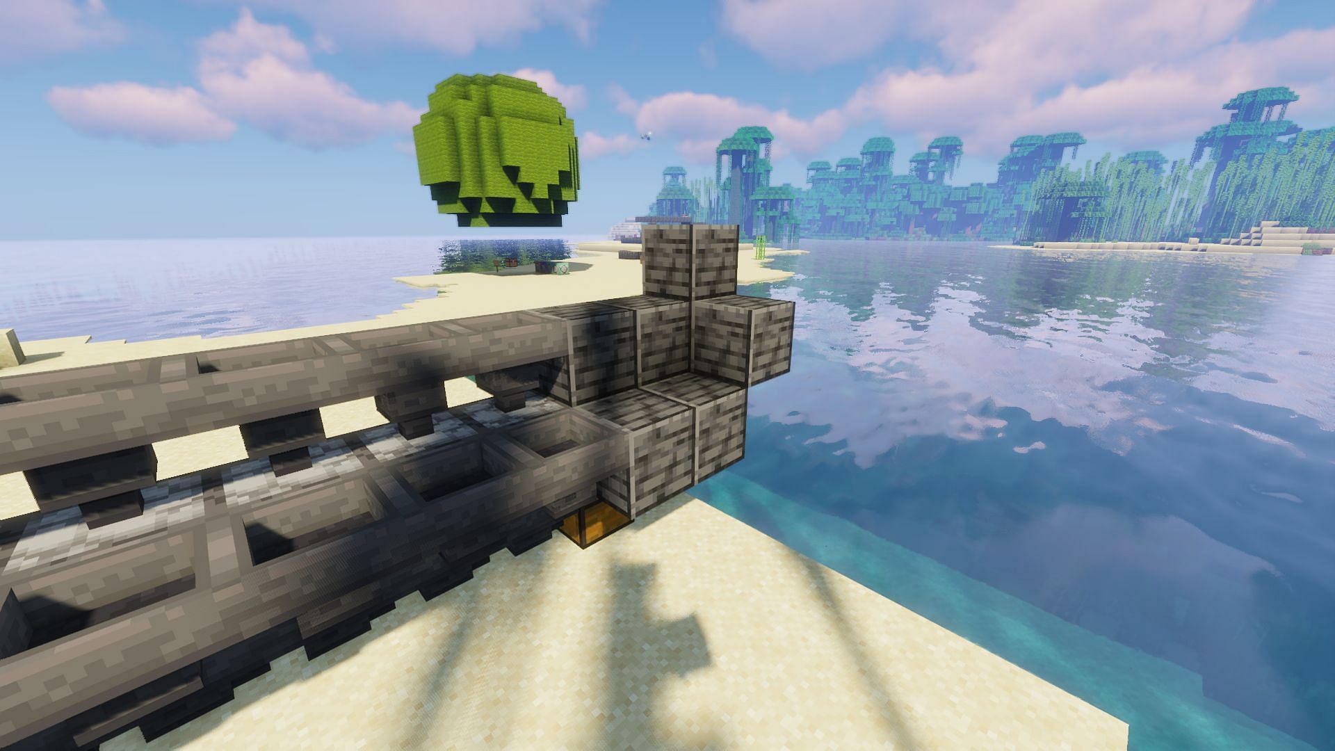 The two Ls added to one side of the smelter (Image via Minecraft)
