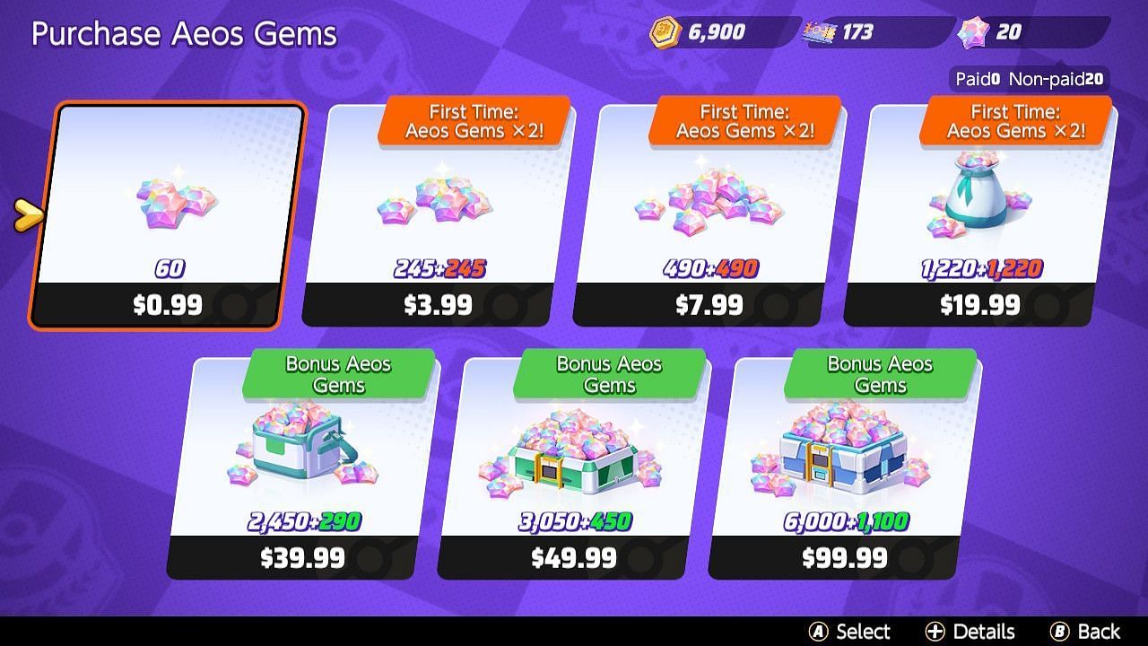 A look at the Aeos Gems shop in Pokemon Unite (Image via The Pokemon Company)