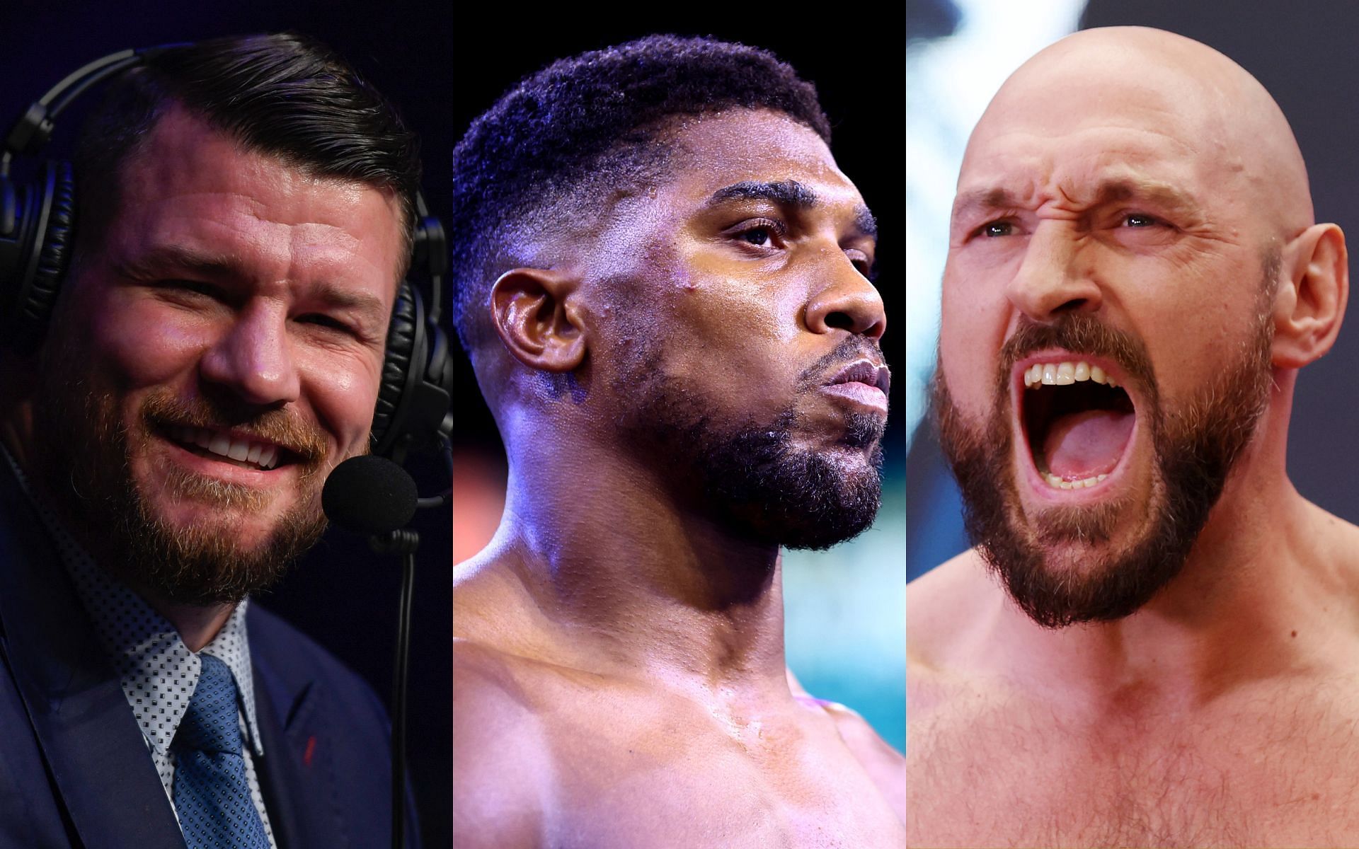 Michael Bisping (Left), Anthony Joshua (Middle), and Tyson Fury (Right)