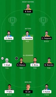 Dream11 Team for India Legends vs Australia Legends - Road Safety World Series T20 2022 Semi-final 1.