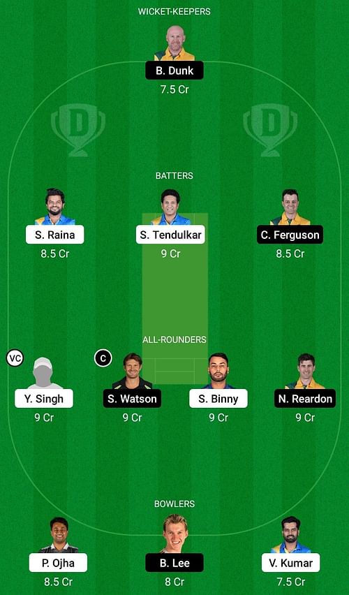 Dream11 Team for India Legends vs Australia Legends - Road Safety World Series T20 2022 Semi-final 1.