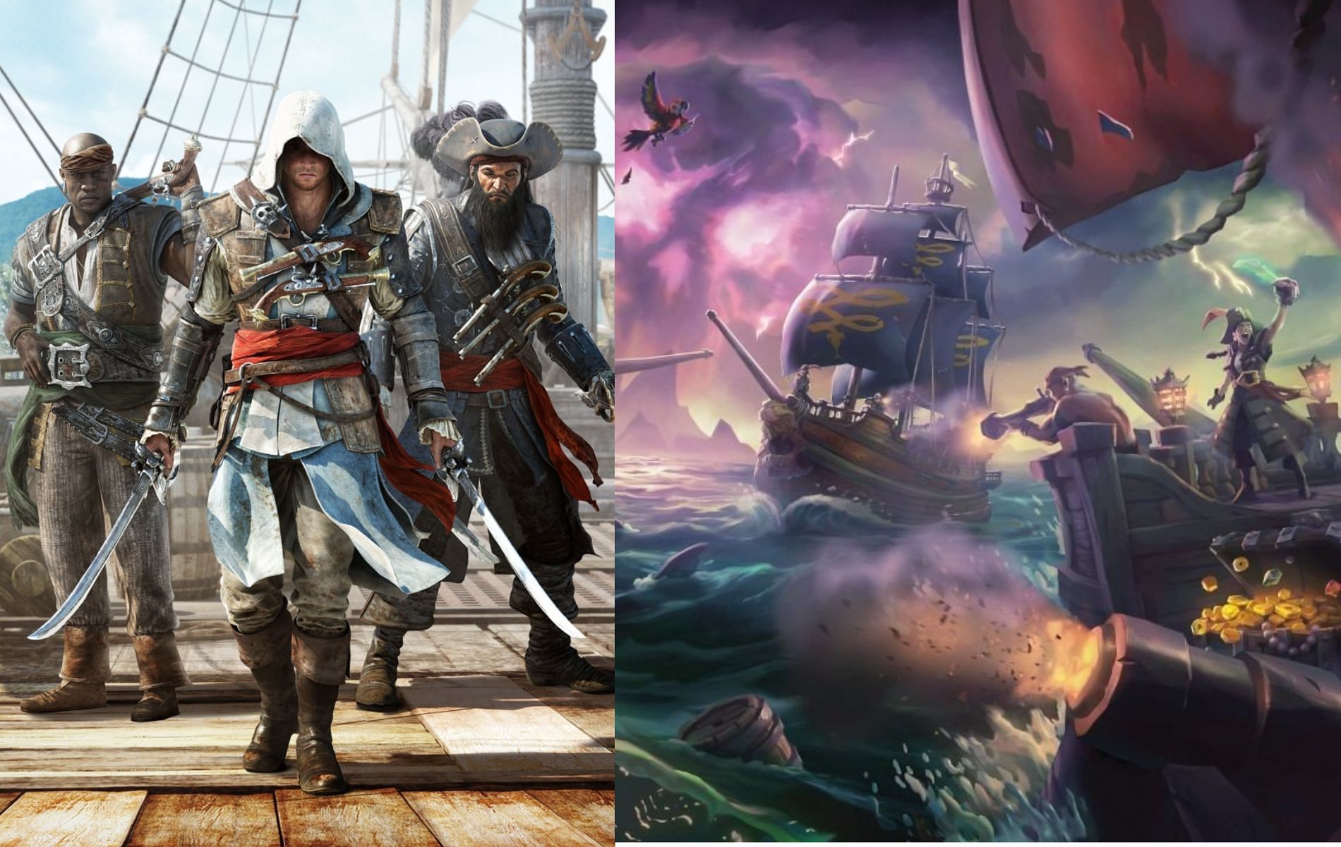 Some of the most flamboyant pirate video games in one quick list (Images via Ubisoft and Rare)