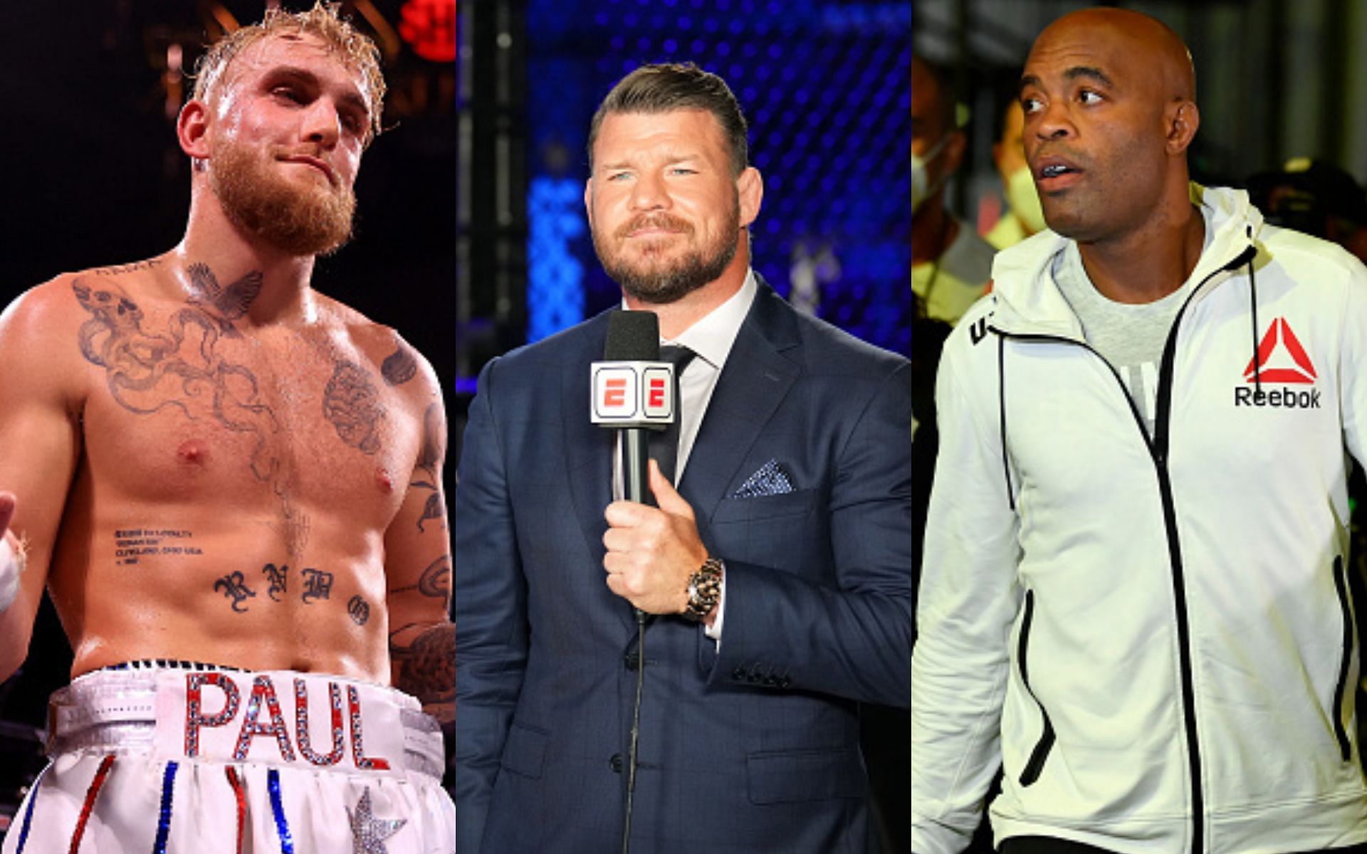 Jake Paul (left), Michael Bisping (middle), Anderson Silva (right)