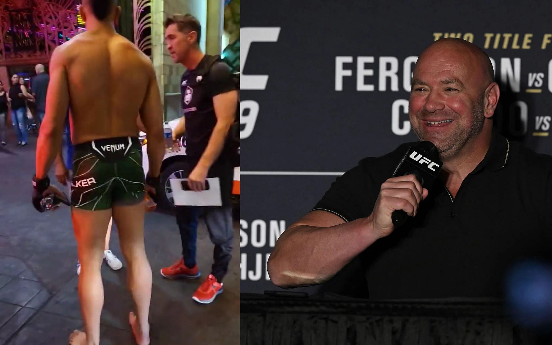 Johnny Walker after leaving UFC event (left) [Image courtesy: @John_Kavanagh on Twitter] and Dana White (right)