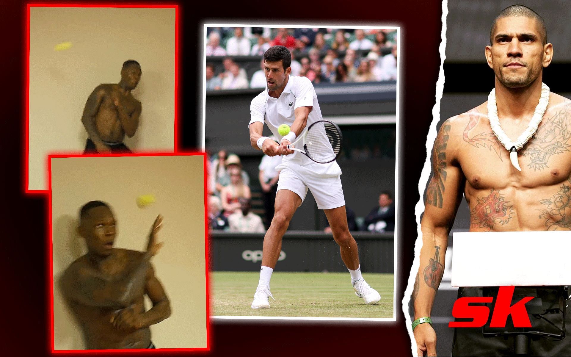 Israel Adesanya (Left), Novak Djokovic (Middle), Alex Pereira (Right) [Image courtesy: @espnmma on Twitter, Getty, @alexpoatanpereira on Instagram]