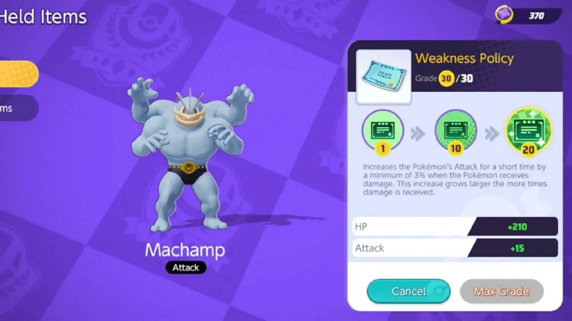 Weakness Policy being equipped to Machamp (Image via The Pokemon Company)