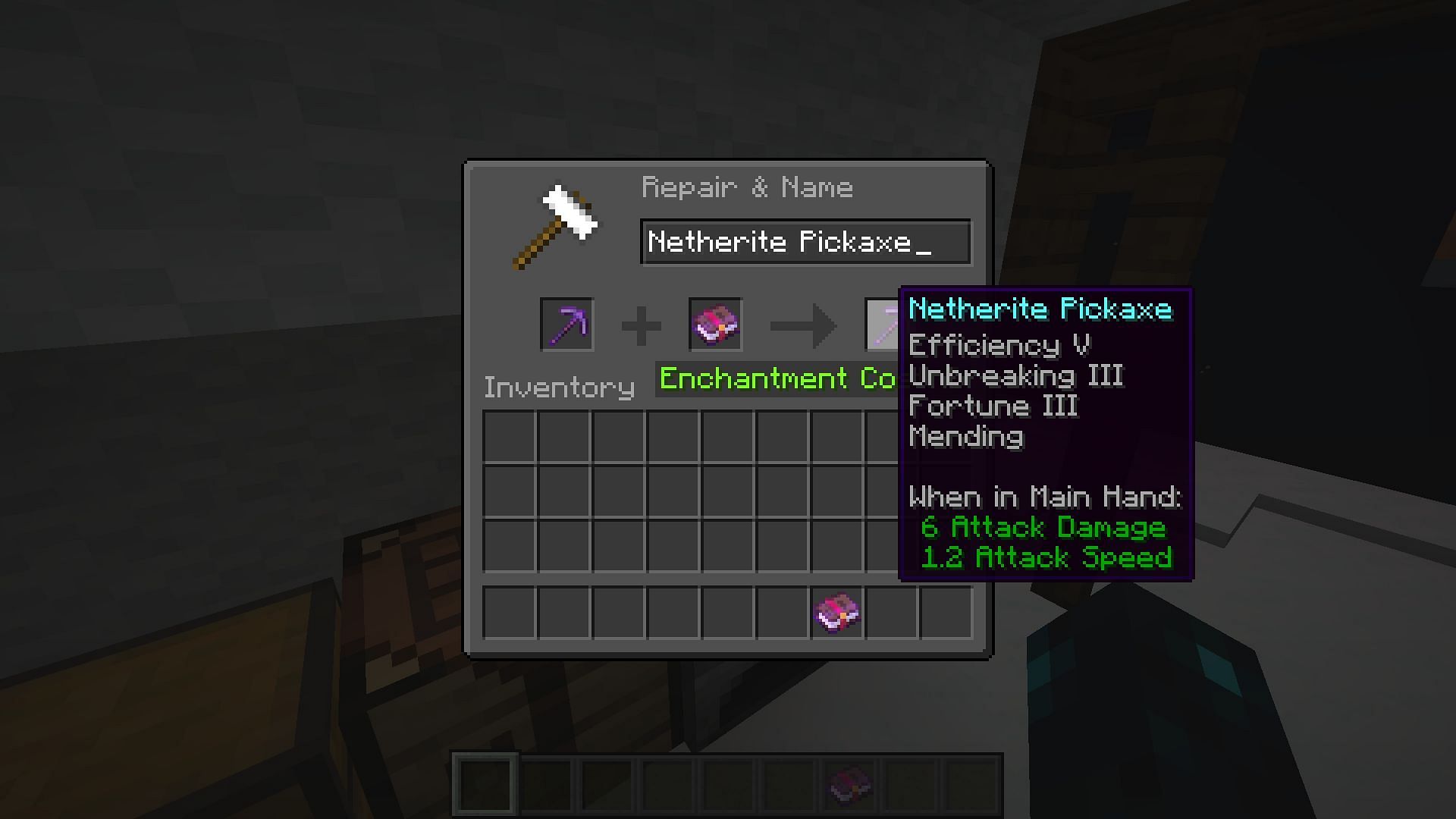 If a Minecraft player overuses an item on an anvil, the block shows the message (Image via Mojang)