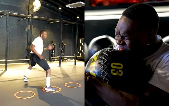 Watch: Israel Adesanya planks with weights on back in intense strength and conditioning training ahead of Alex Pereira fight