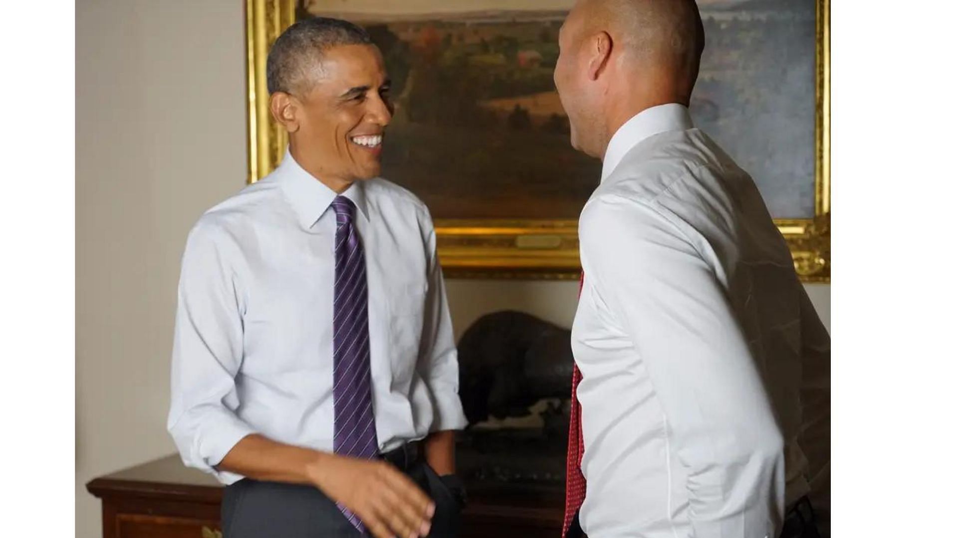 Derek Jeter and former President Barack Obama at the White House