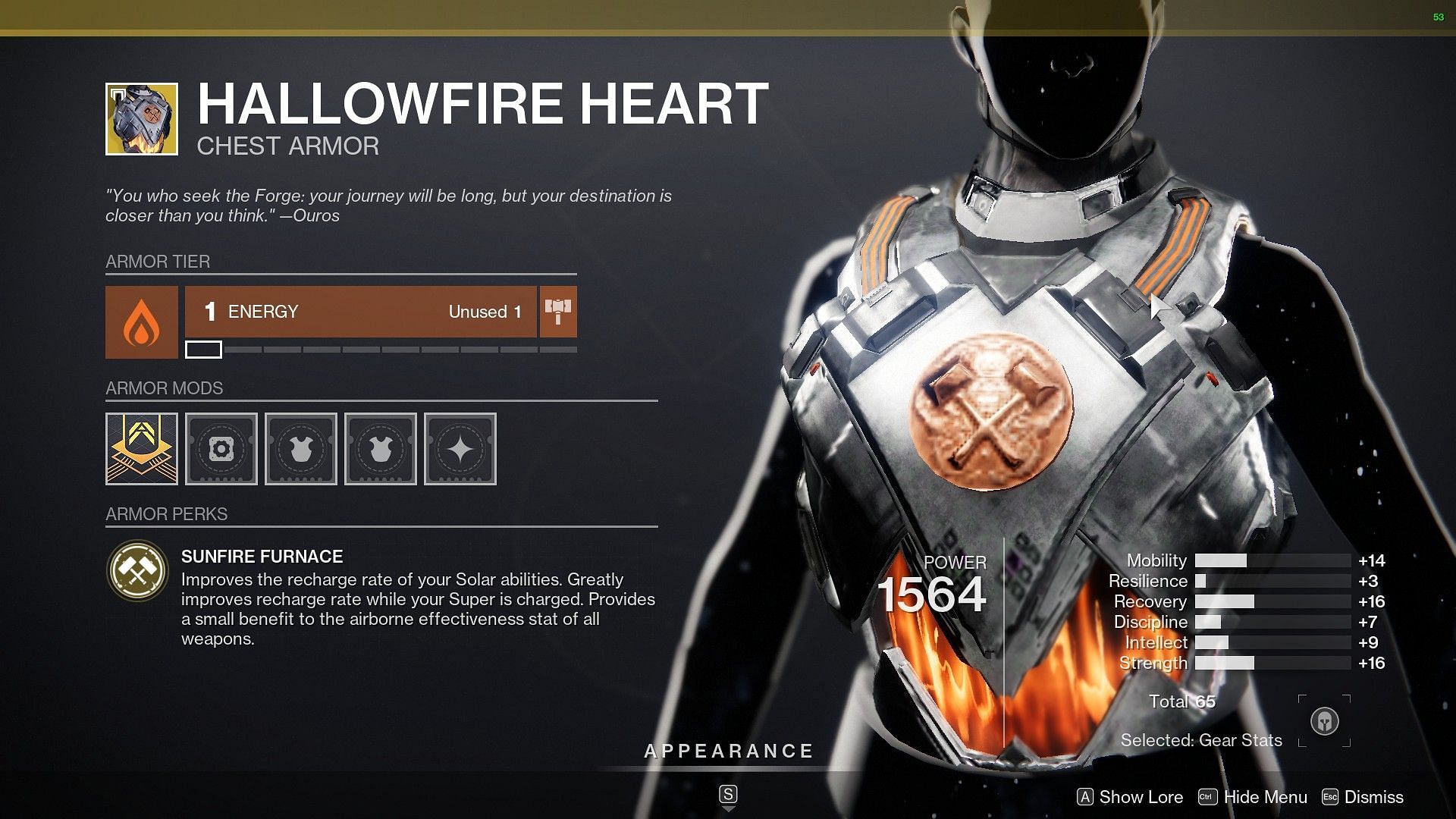 Hallowfire Hearis t being sold by Xur this week (Image via Destiny 2)