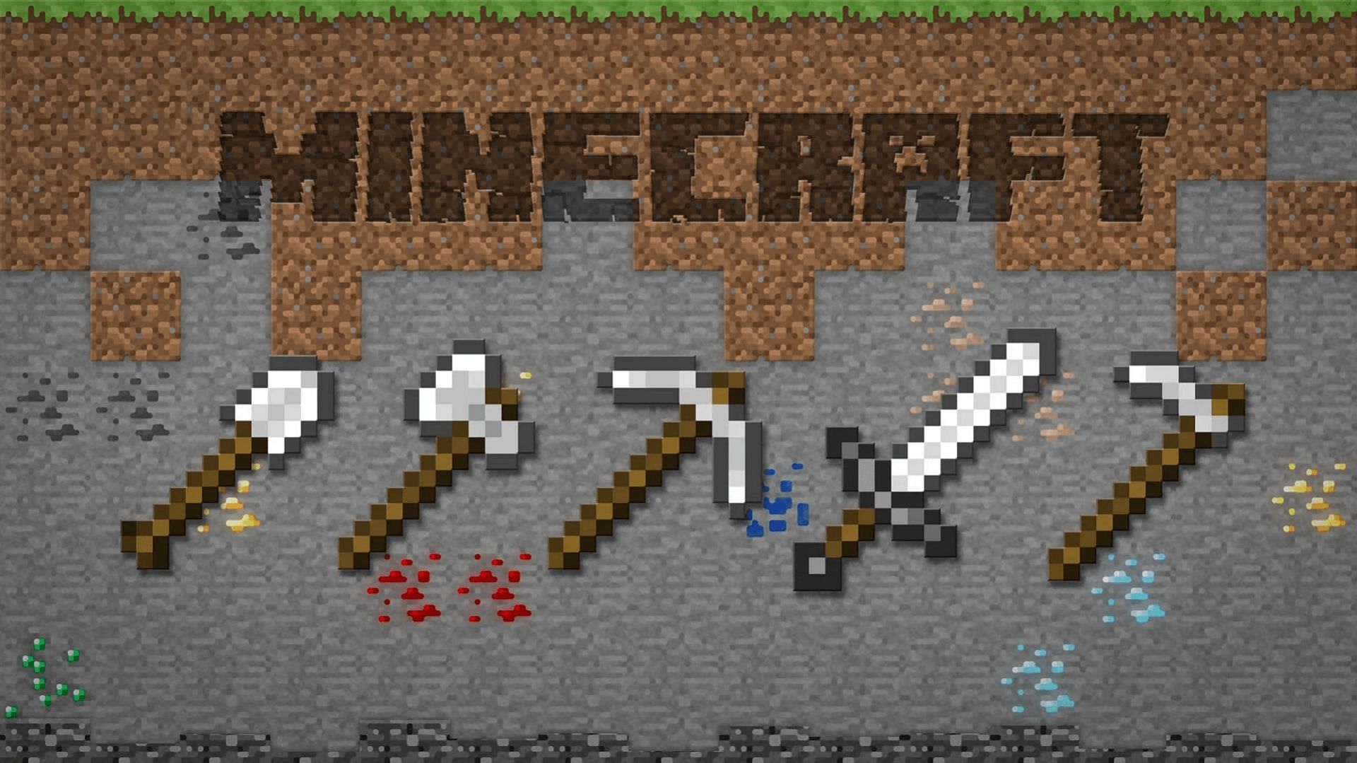 Iron weapons and tools as seen in Minecraft (Image via Mojang)