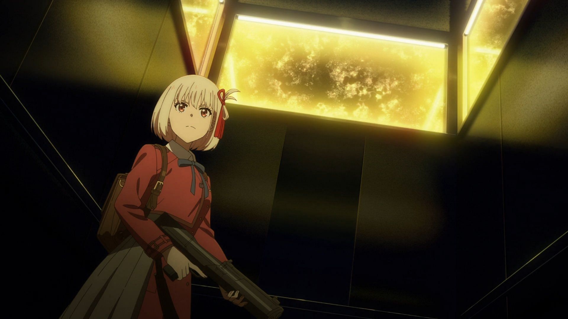 Chisato as seen in Lycoris Recoil Episode 11 (Image via A-1 Pictures)