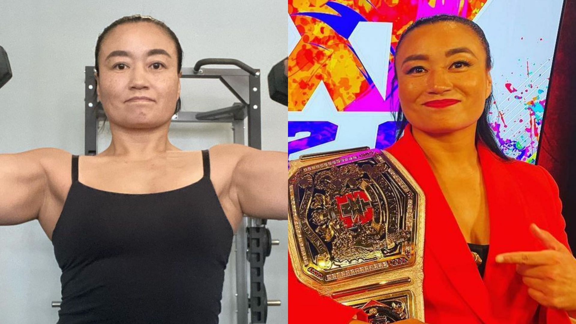 Meiko Satomura without makeup (left) and with makeup (right)