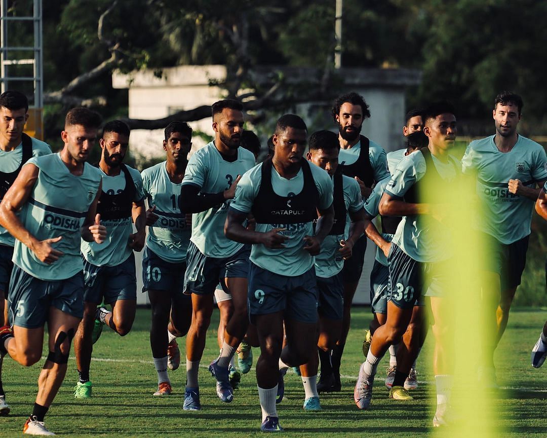 Odisha FC players during a training ahead of their quarterfinal meeting against Bengaluru FC (Image Courtesy: Odisha FC Instagram)