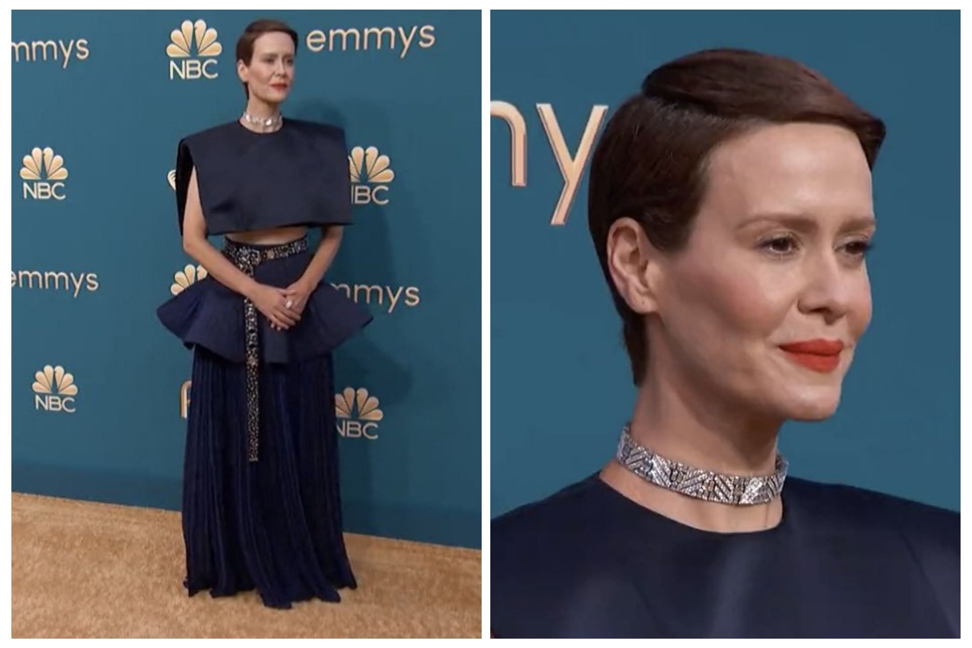 Fancy Napkin As A Top Sarah Paulson S 2022 Emmys Red
