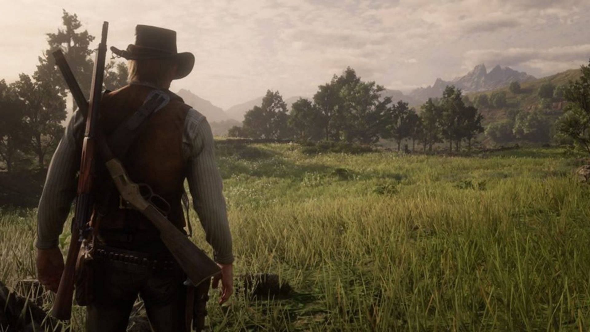 Red Dead Redemption 2 had the ability to show off guns on the characters&#039; backs (Image via Rockstar Games)