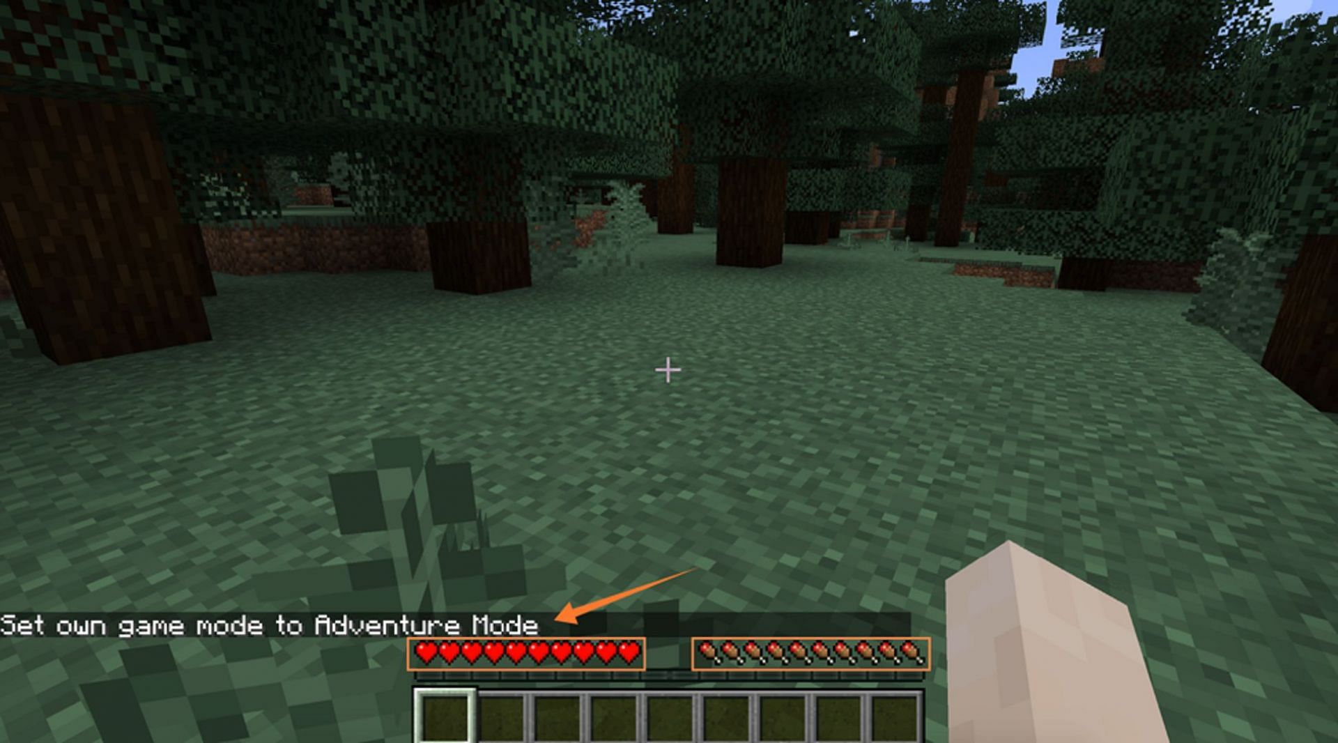 A player switches to Adventure Mode with commands (Image via Mojang)