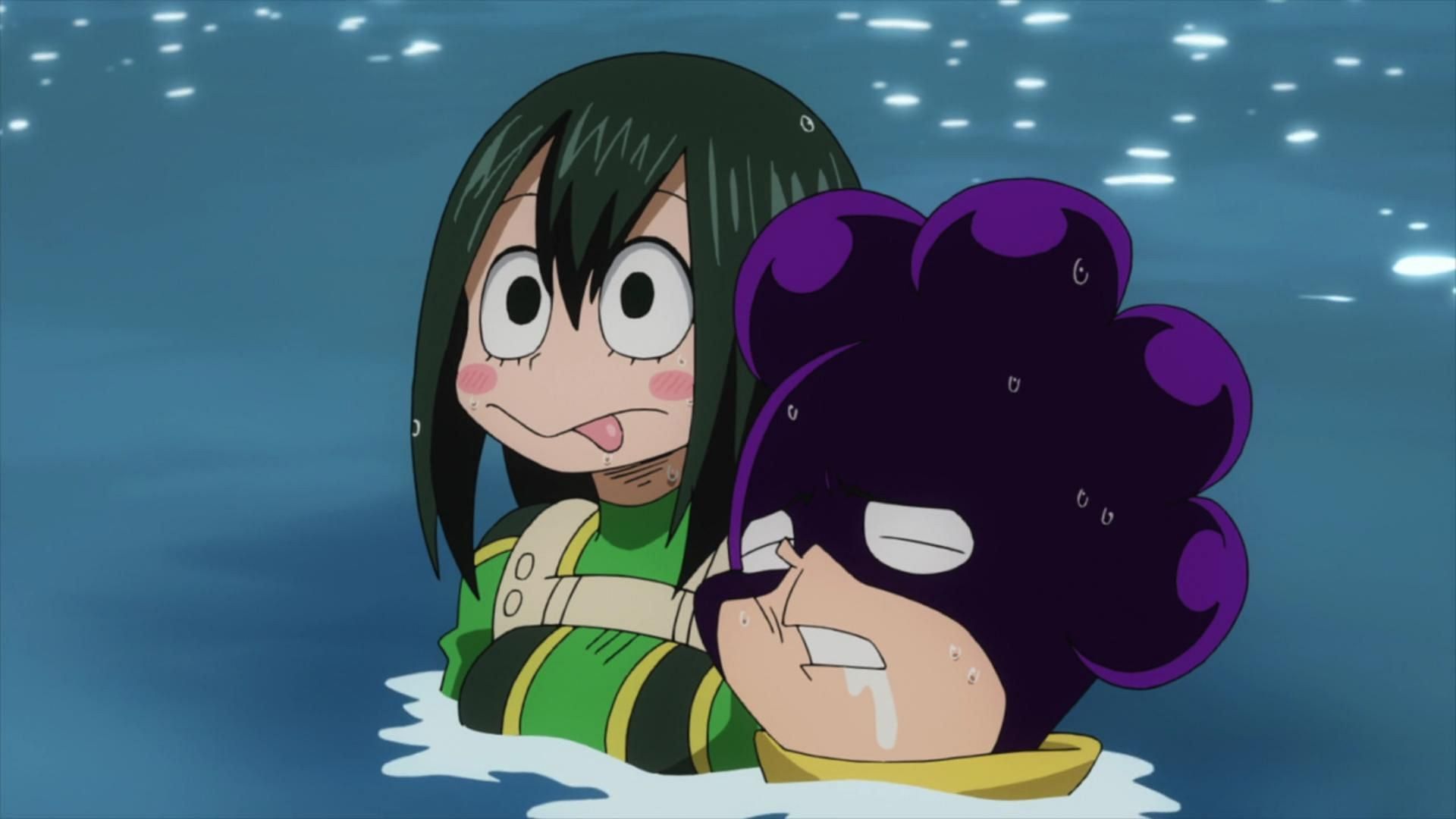 Tsuyu and Mineta as seen in My Hero Academia (Image via Studio Bones)