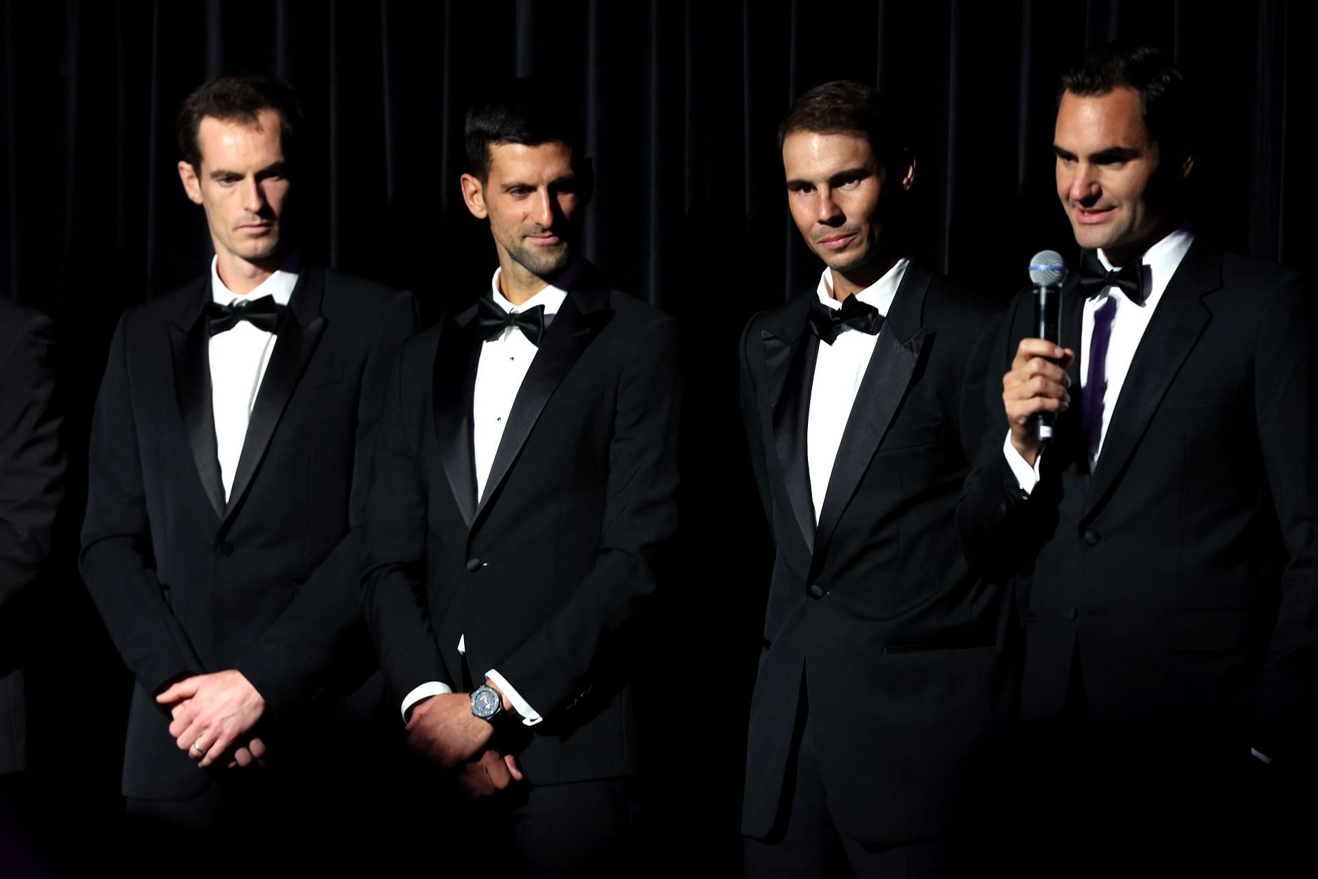 Roger Federer speaks during the Gala Dinner at Somerset House ahead of the Laver Cup 2022 