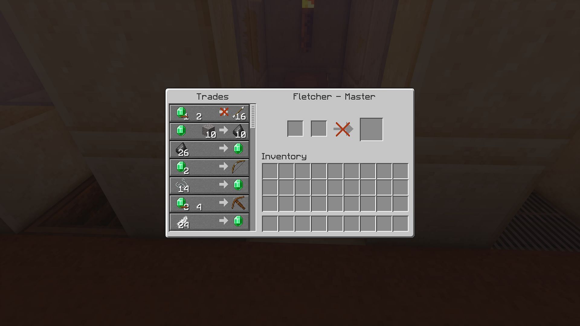 The list of Fletcher trades (Image via Minecraft)