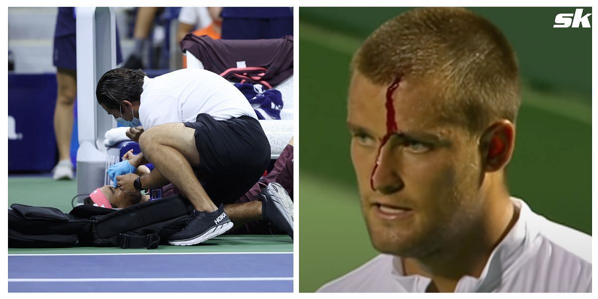 Rafael Nadal and Mikhail Youzhny were both involved in racquet-related accidents on court