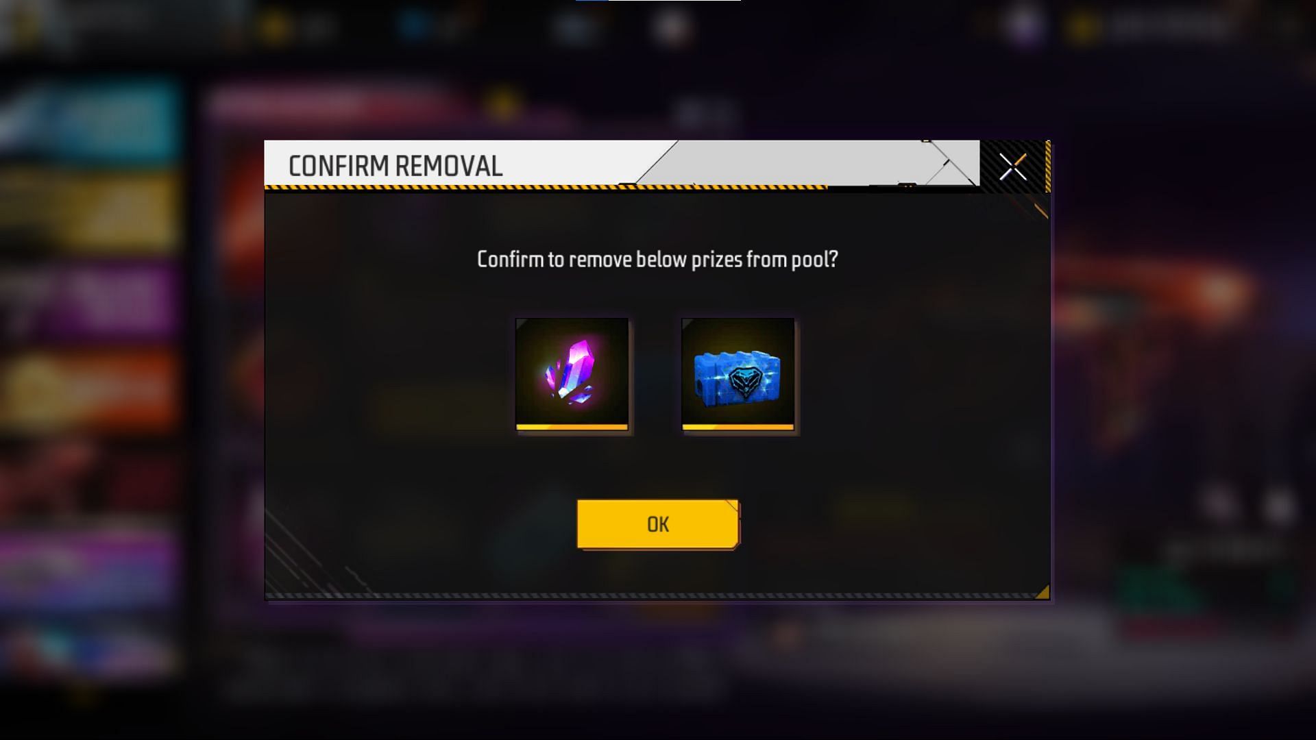 Confirm the removal to get the rewards (Image via Garena)